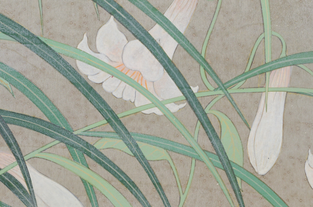Chinese Style Painting on Board of River and Plants