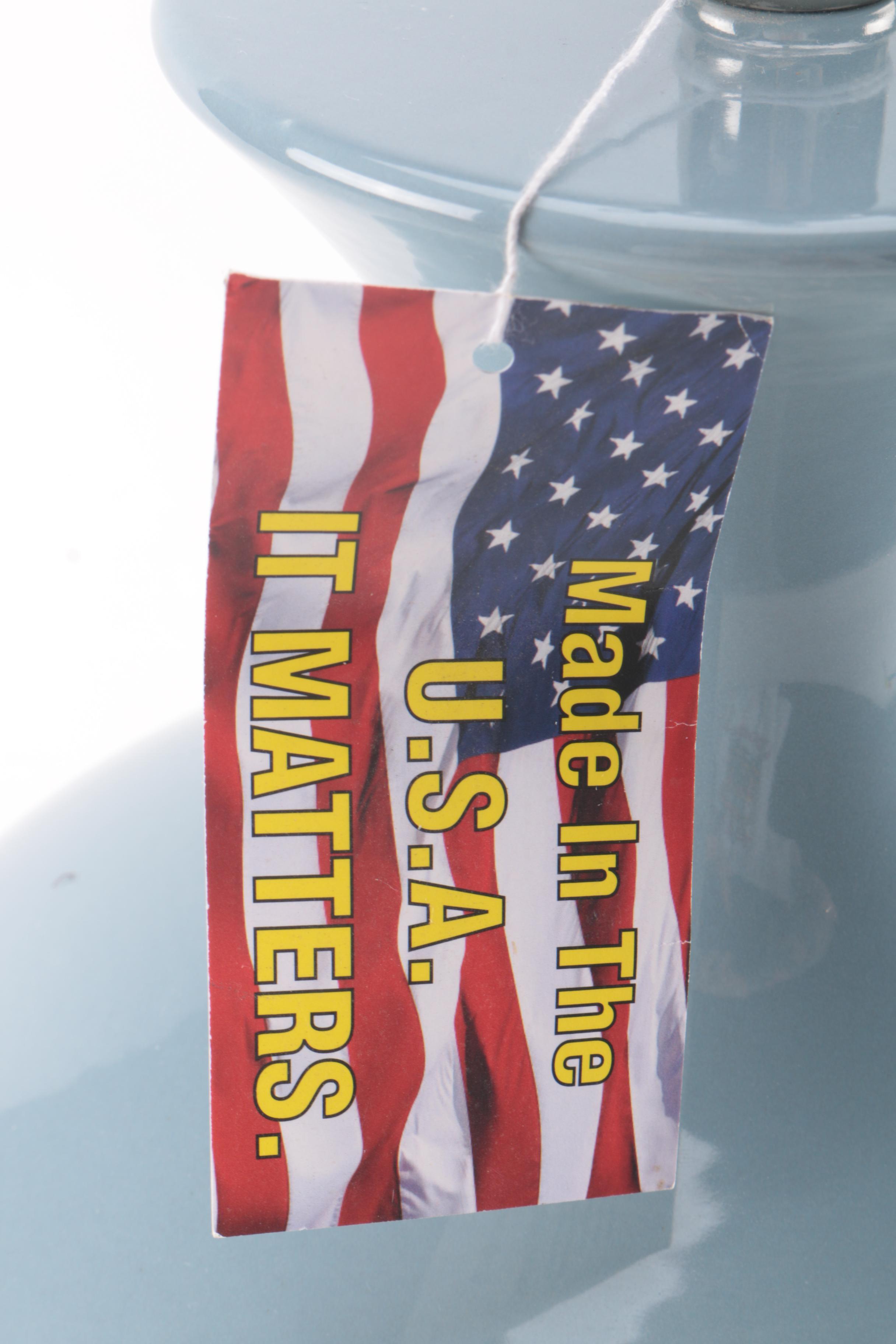 Light Blue Ceramic Urn Table Lamp