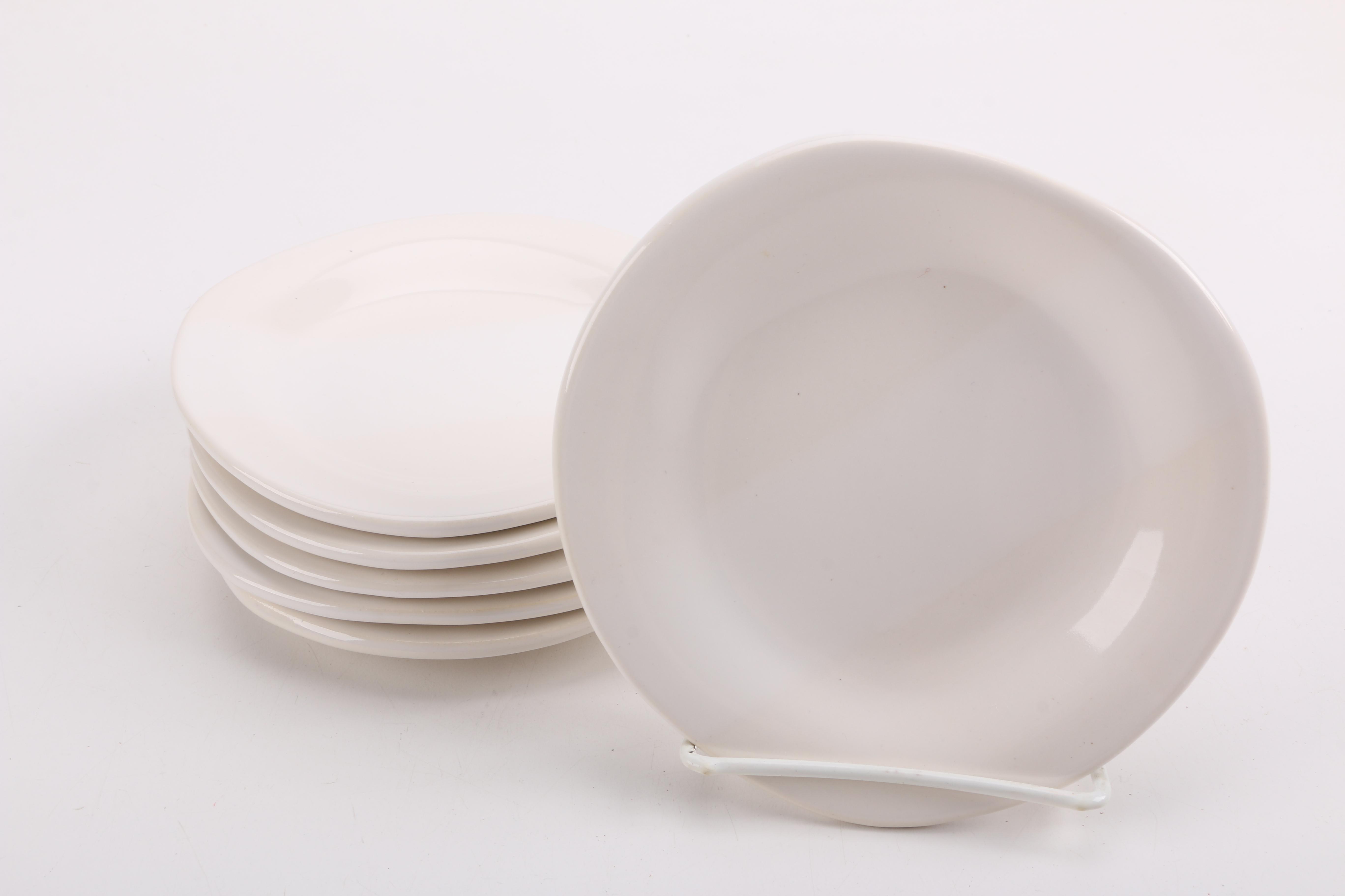 Handmade White Ceramic Mugs and Saucers