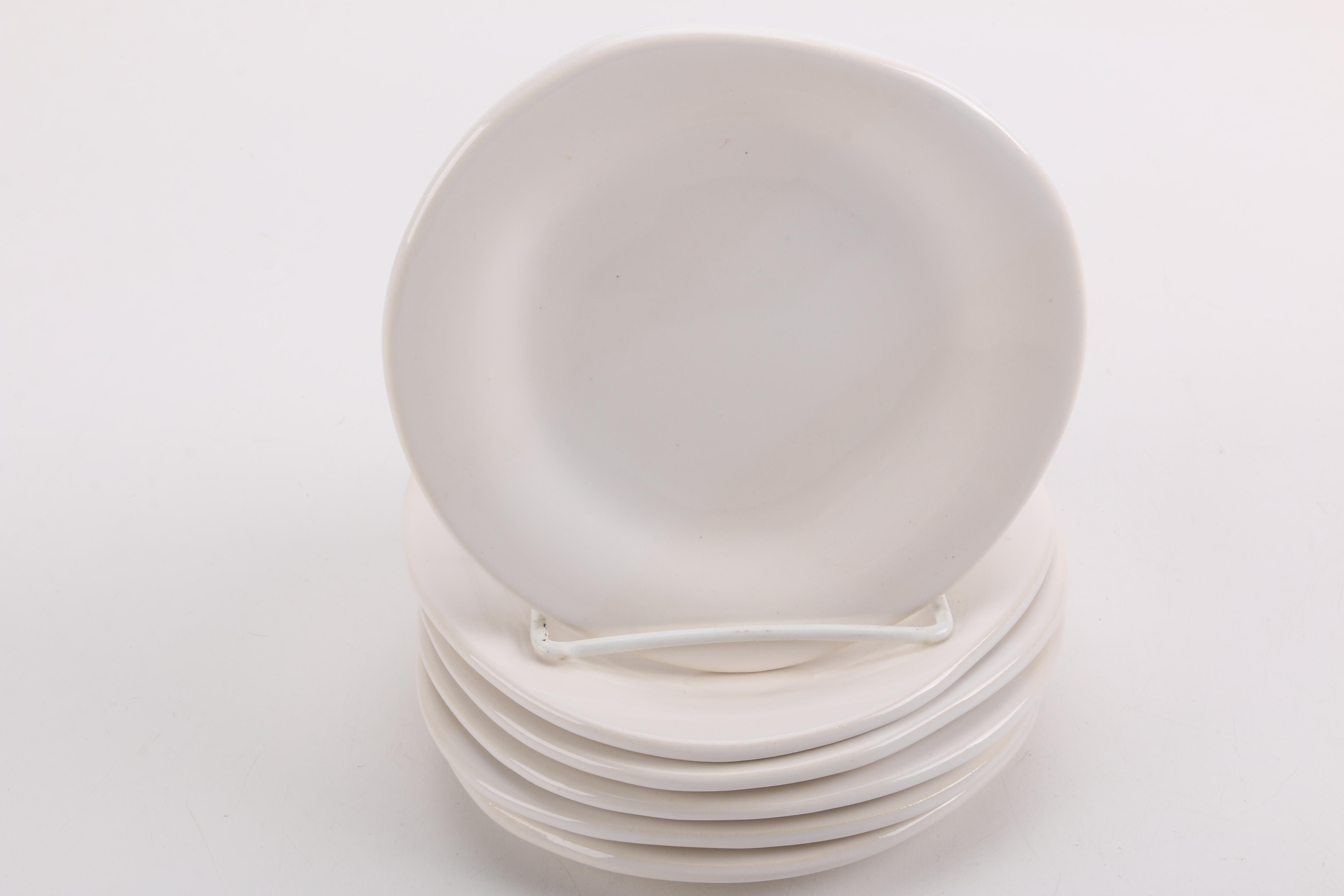 Handmade White Ceramic Mugs and Saucers