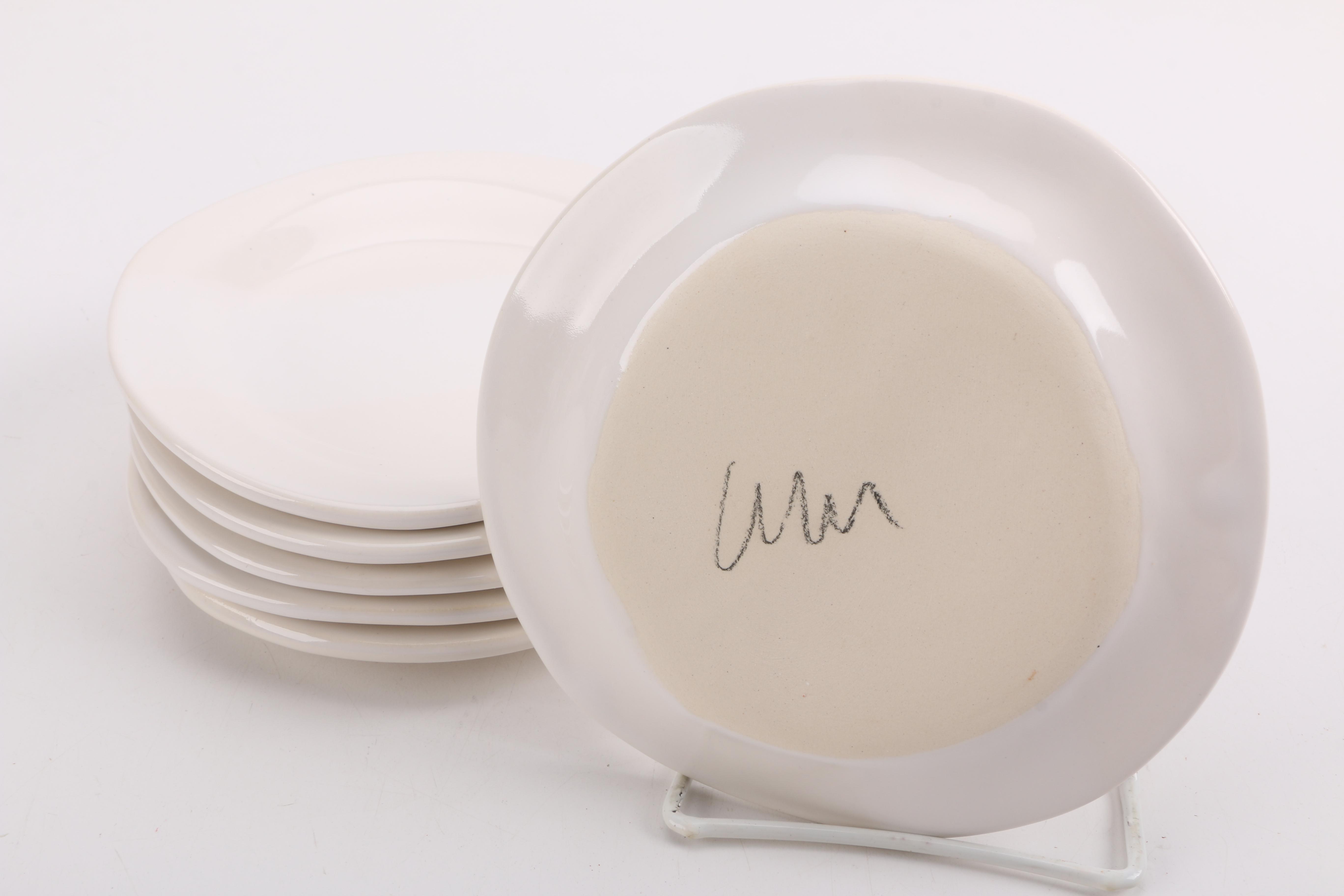 Handmade White Ceramic Mugs and Saucers