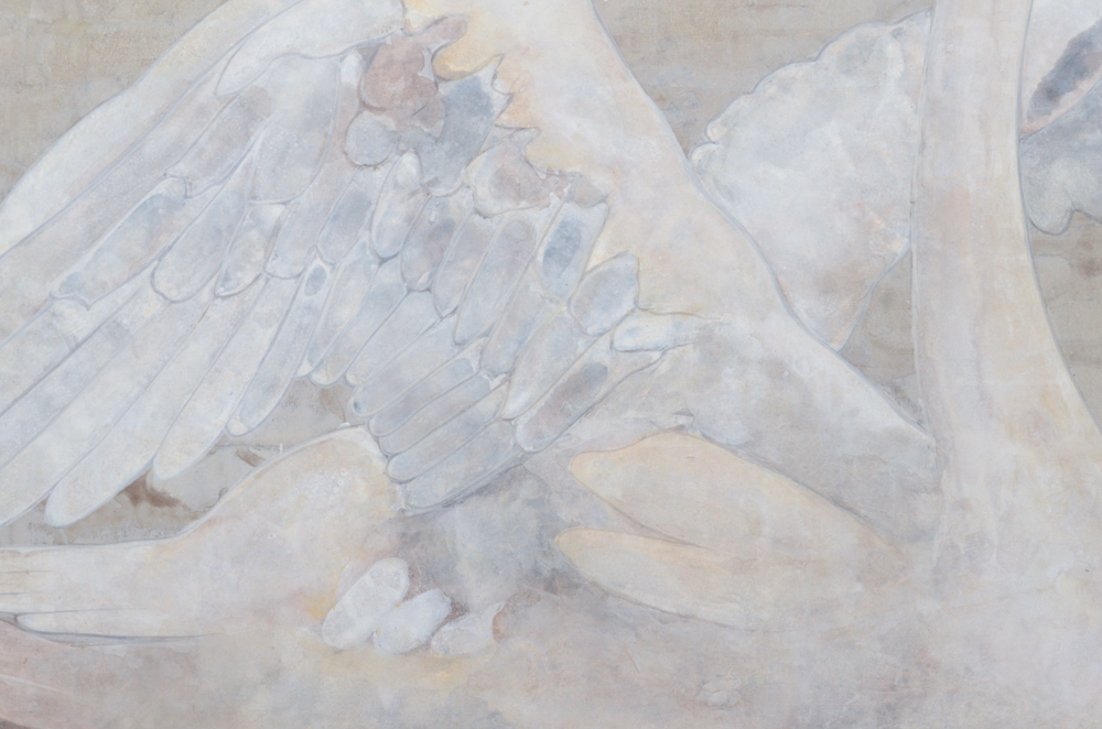 Chinese Style Painting on Wood of Swan