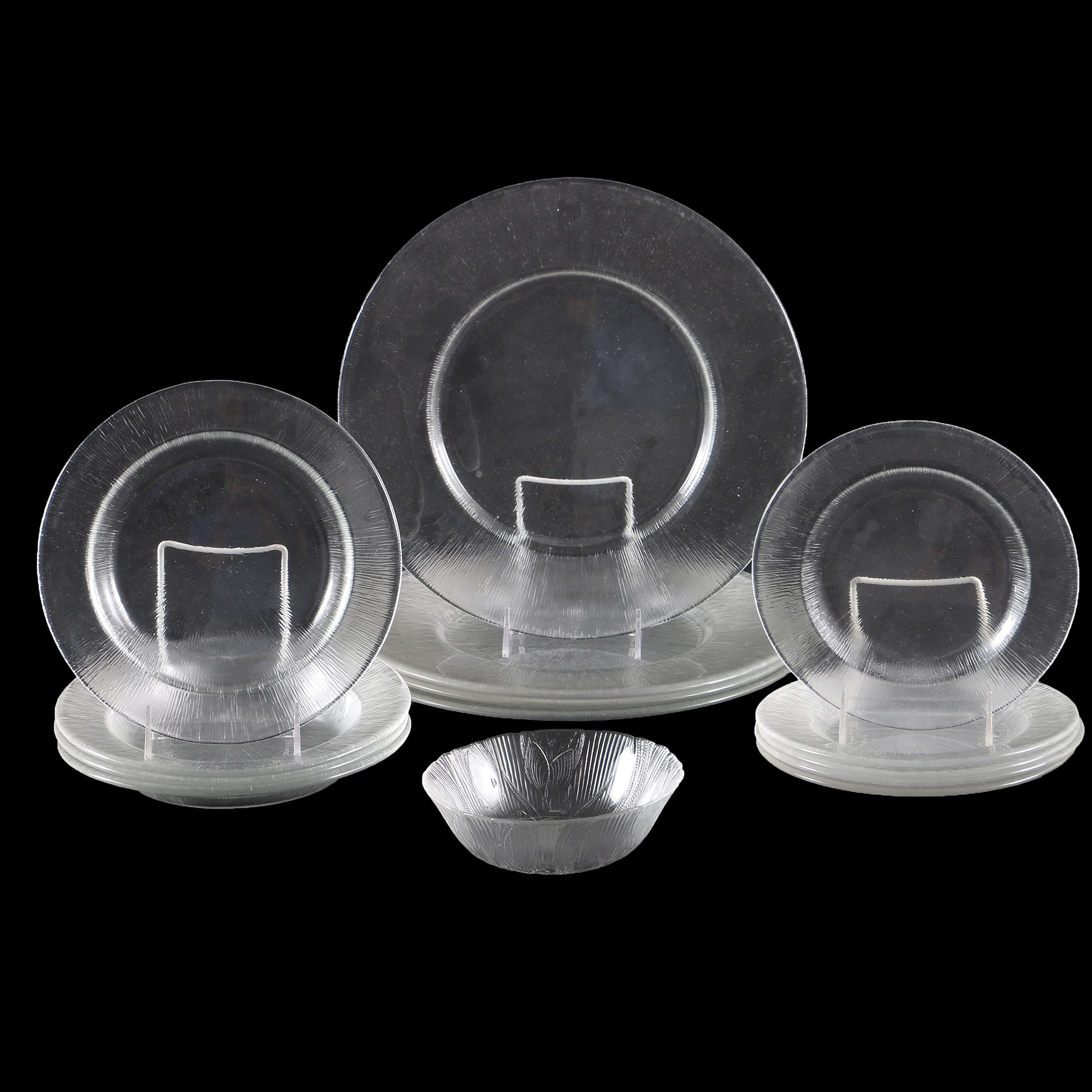 Reeded Glass Dish Set