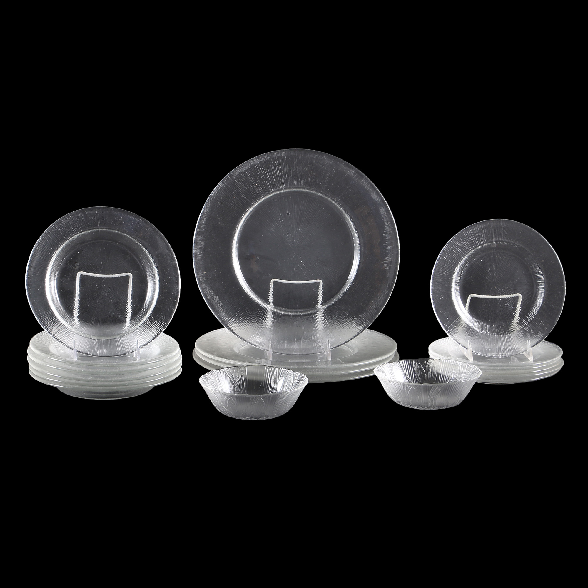 Reeded Glass Dish Set