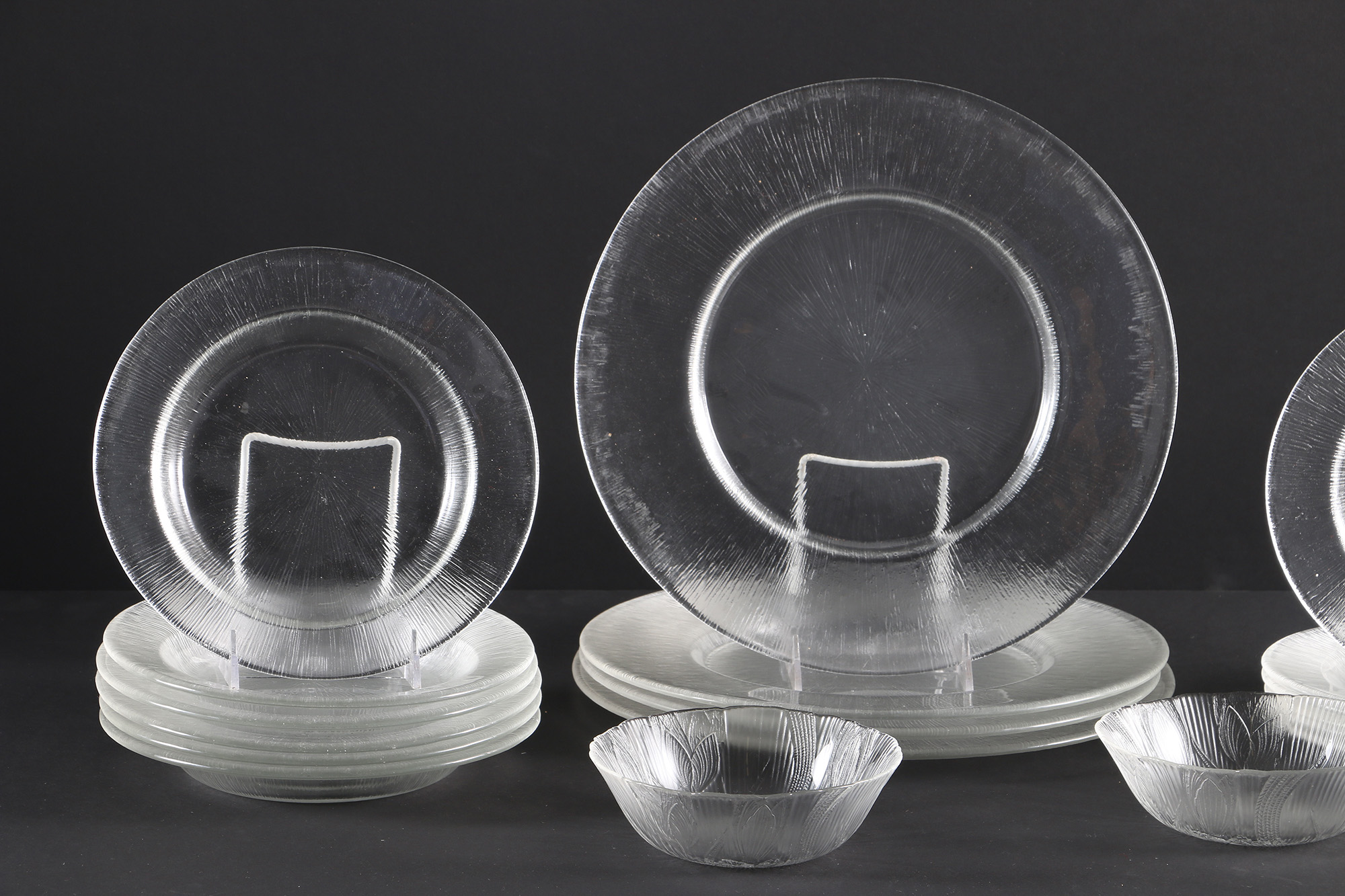 Reeded Glass Dish Set