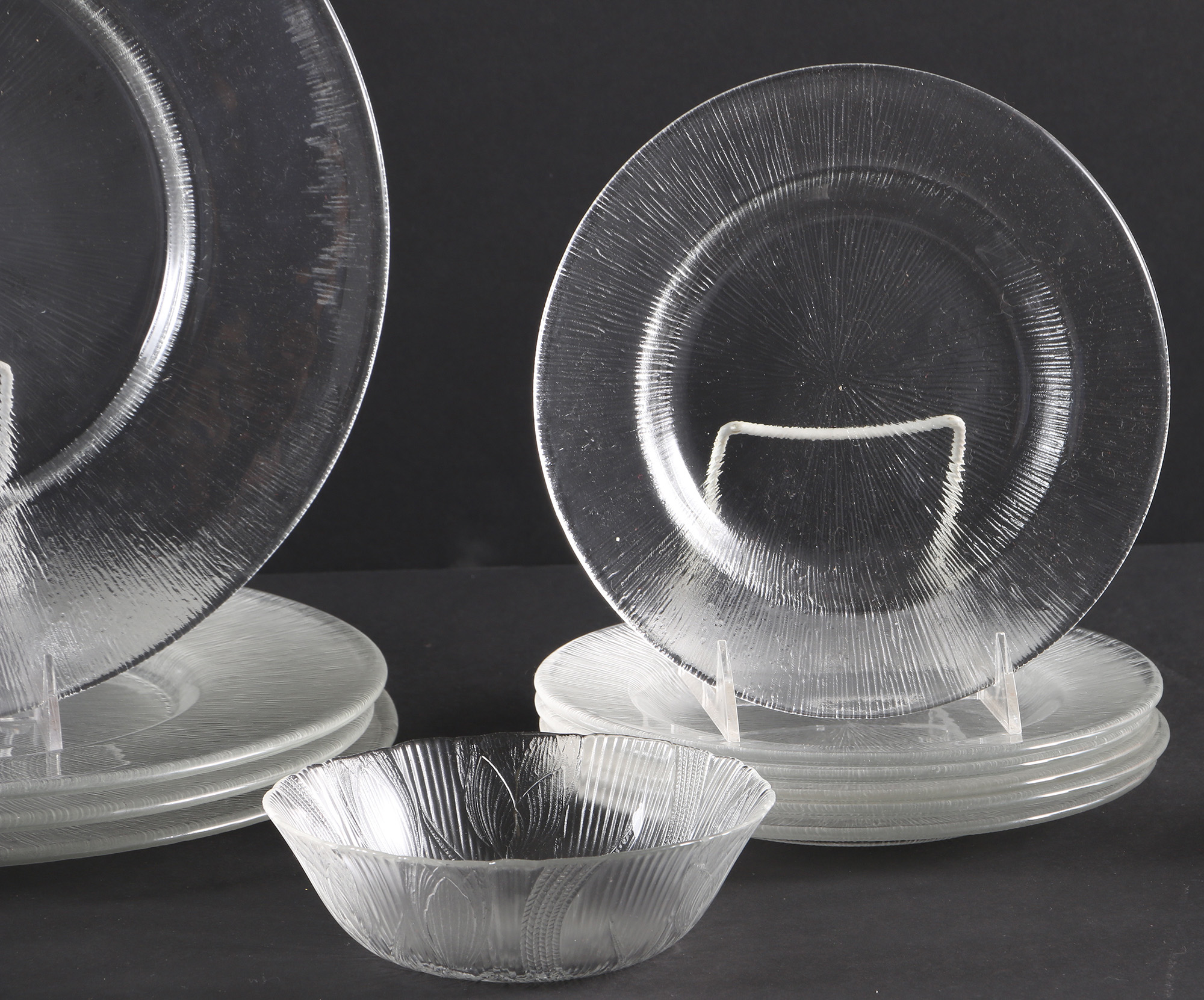 Reeded Glass Dish Set