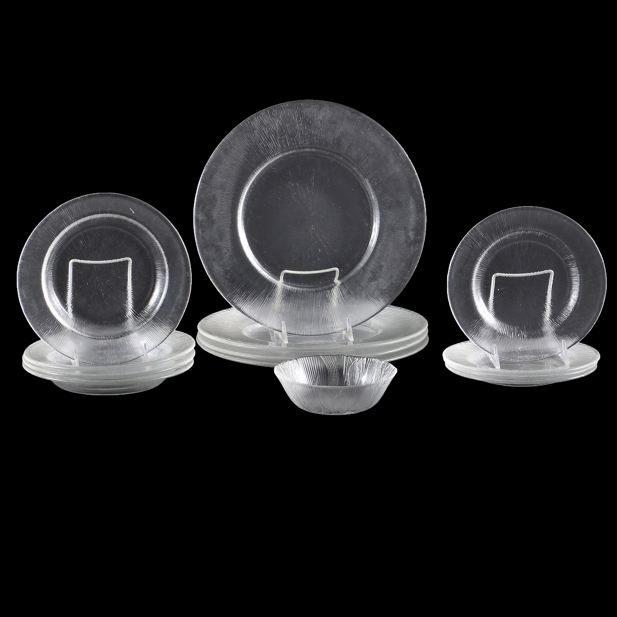 Reeded Glass Dish Set