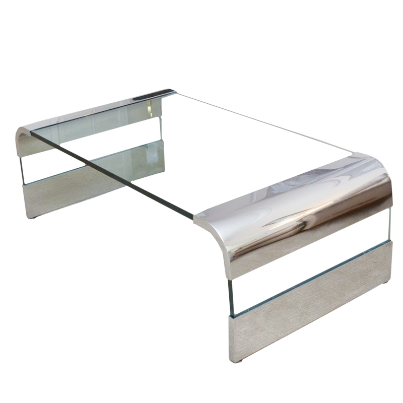 Modernist Glass and Chrome Coffee Table