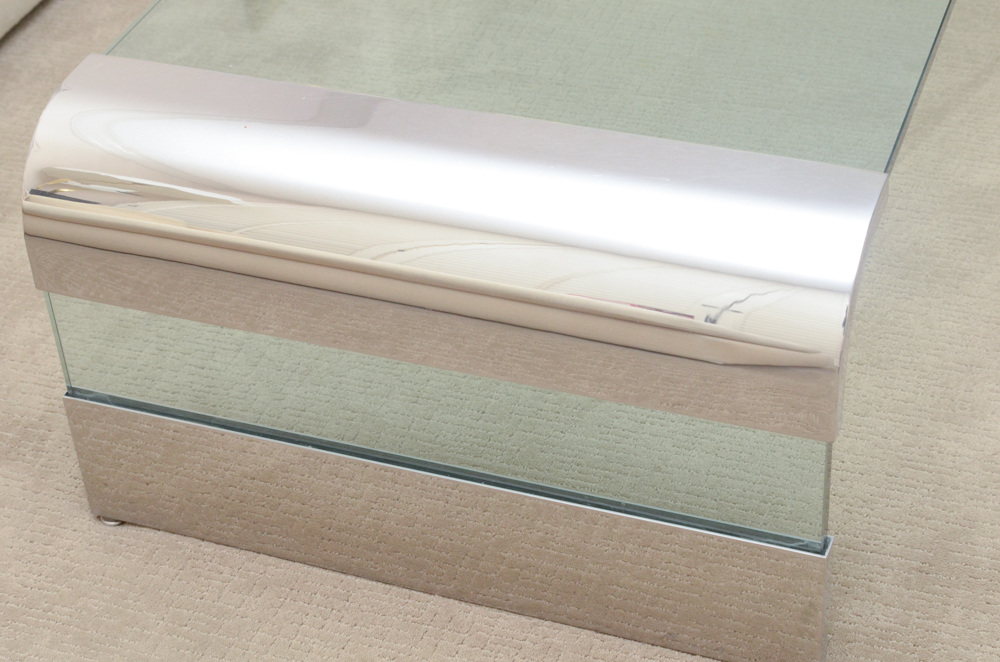 Modernist Glass and Chrome Coffee Table