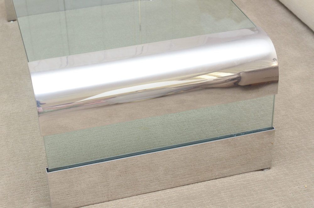 Modernist Glass and Chrome Coffee Table