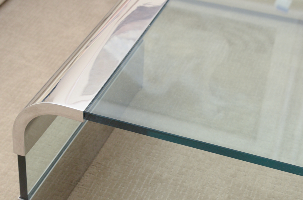Modernist Glass and Chrome Coffee Table