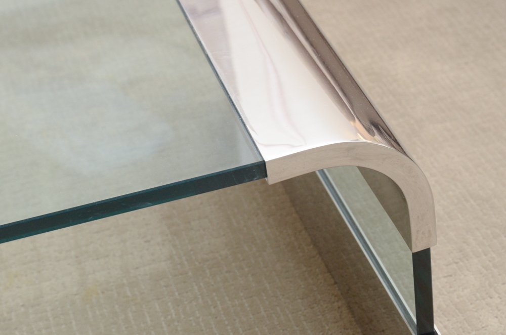 Modernist Glass and Chrome Coffee Table