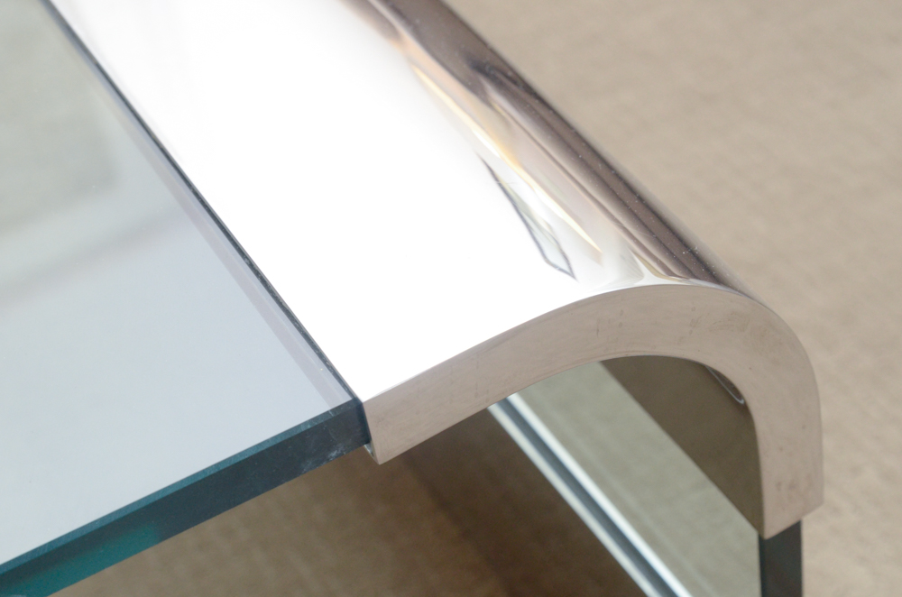 Modernist Glass and Chrome Coffee Table