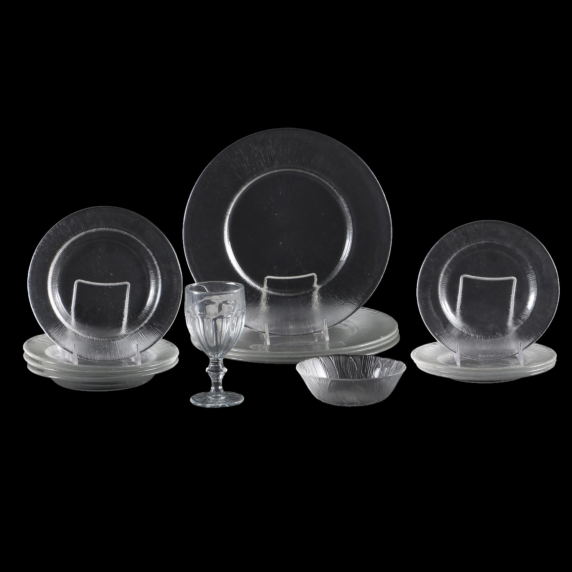 Reeded Glass Dish Set