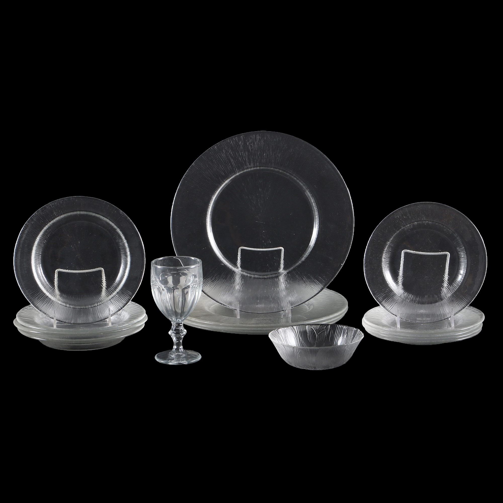 Reeded Glass Dish Set
