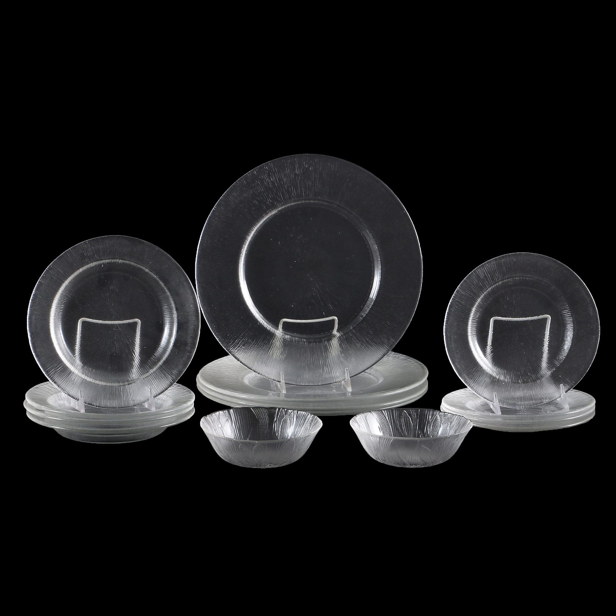 Collection of Glass "Reeded" Dishes