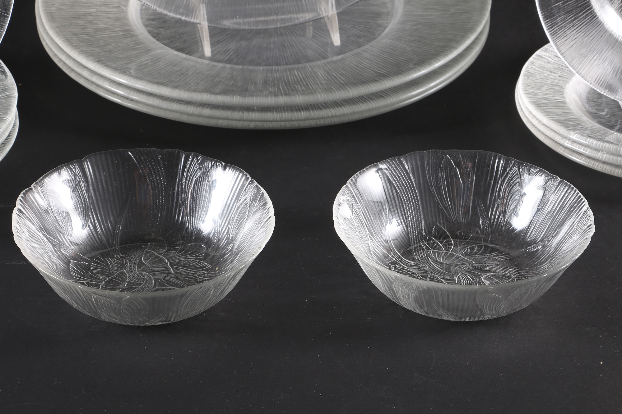 Collection of Glass "Reeded" Dishes
