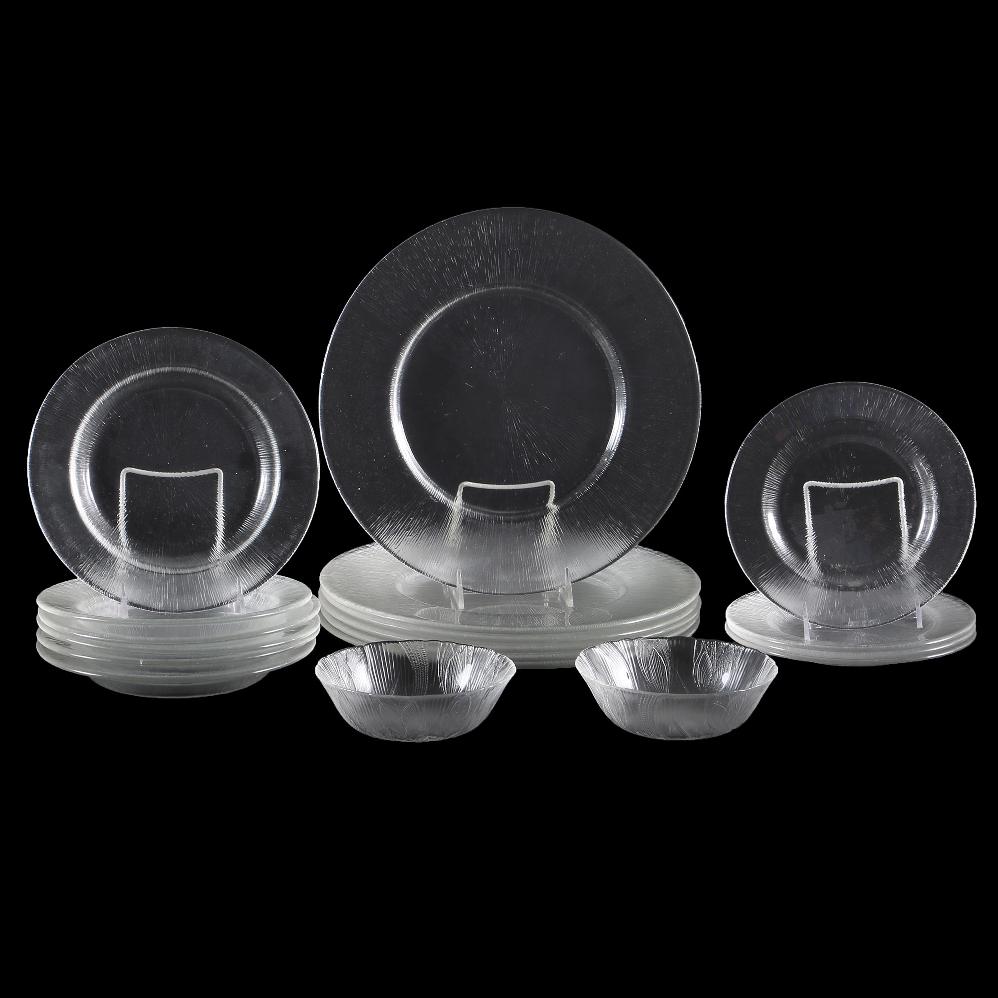 Reeded Glass Dish Set