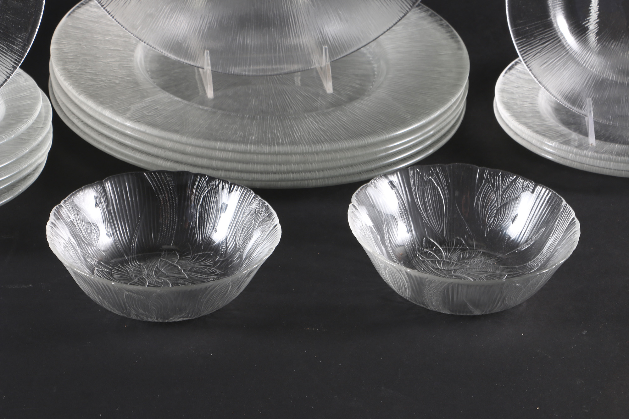 Reeded Glass Dish Set