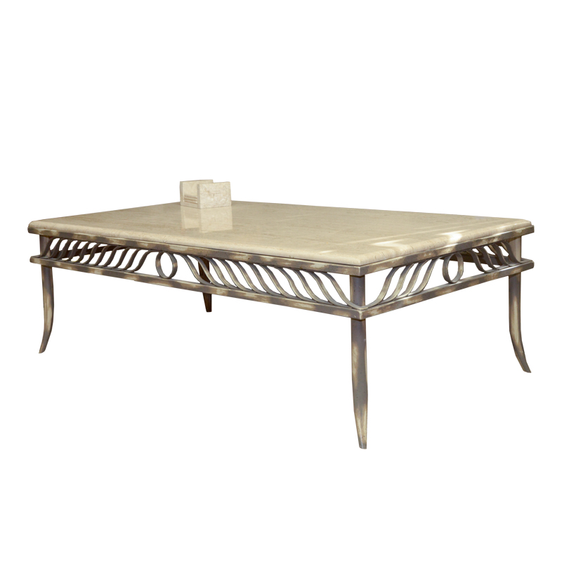 Metal and Stone Coffee Table