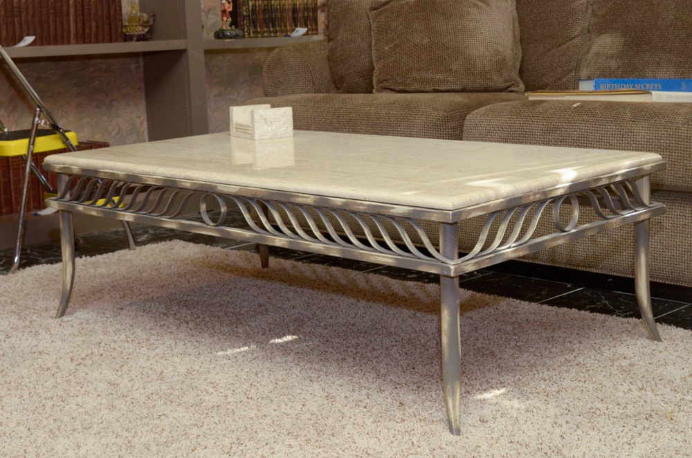Metal and Stone Coffee Table