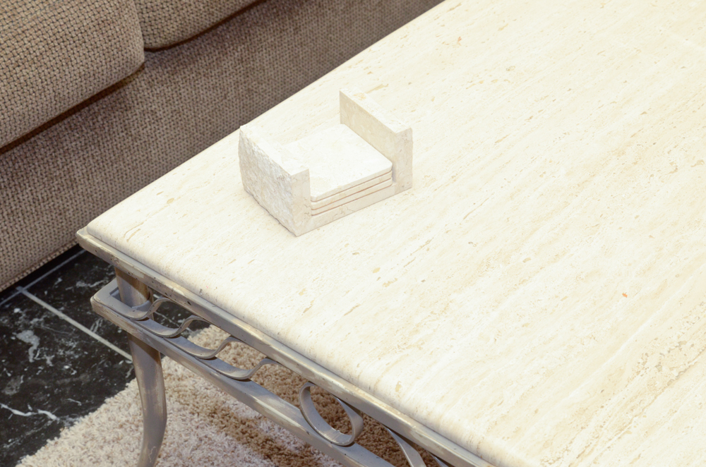 Metal and Stone Coffee Table
