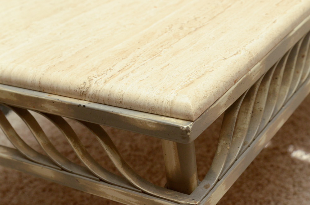 Metal and Stone Coffee Table