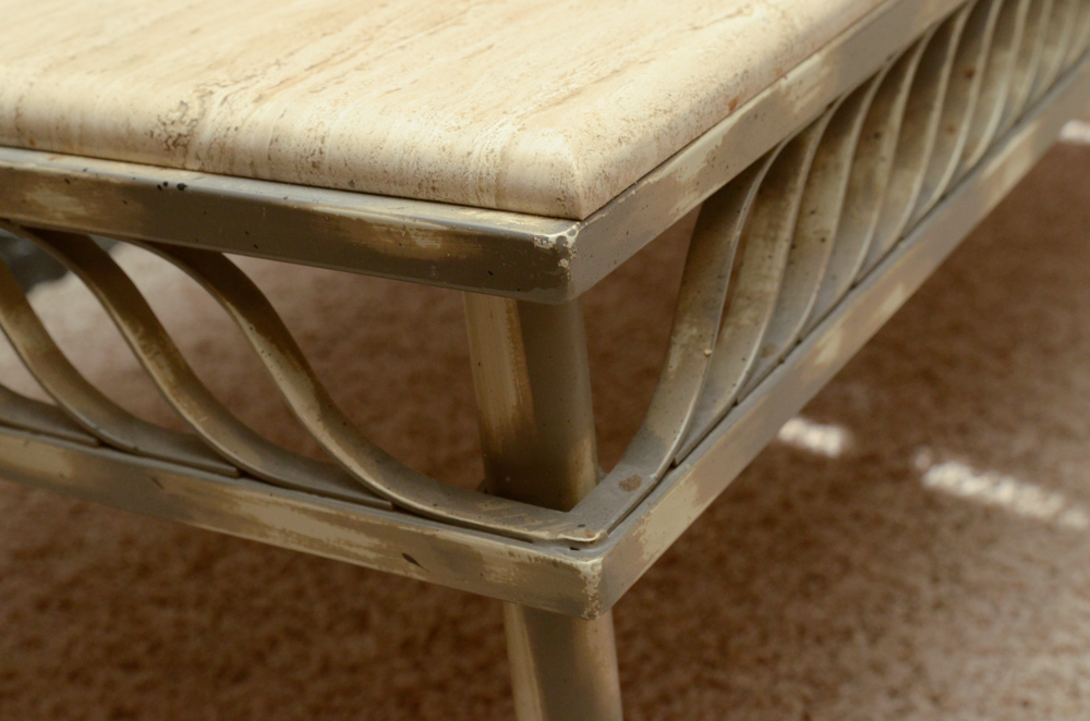 Metal and Stone Coffee Table