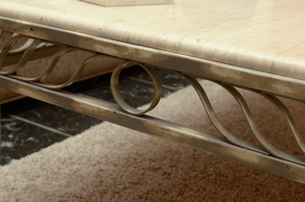 Metal and Stone Coffee Table