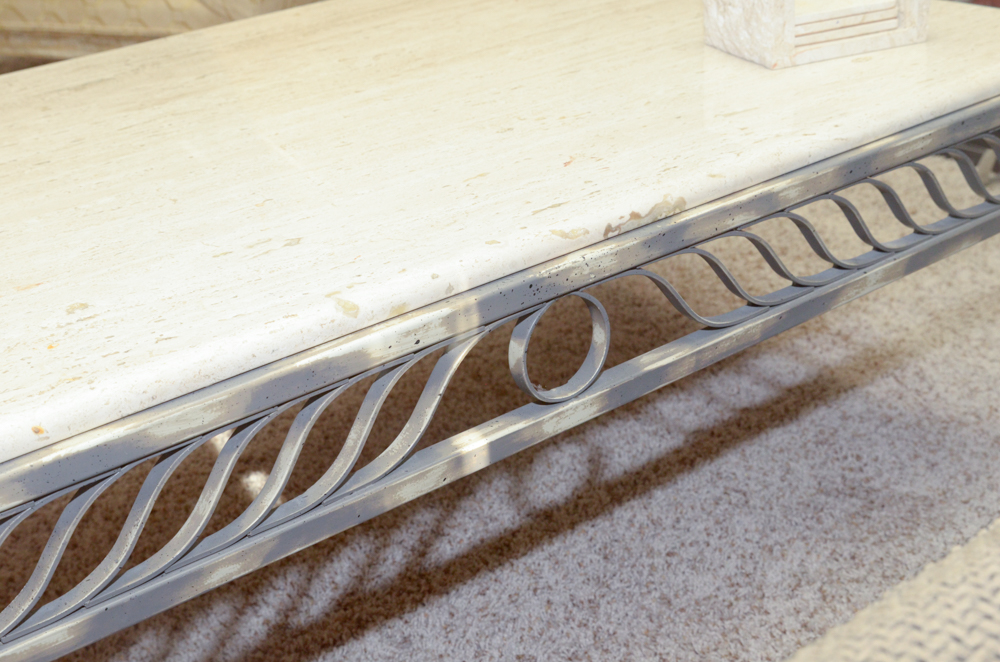 Metal and Stone Coffee Table