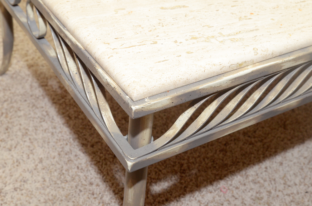 Metal and Stone Coffee Table
