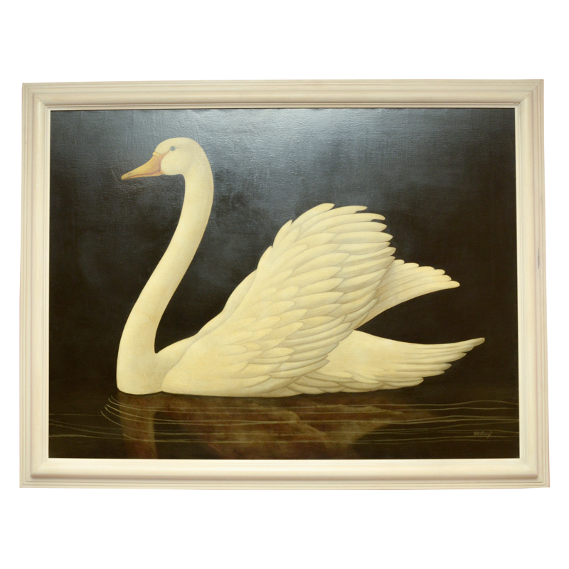 William Skilling Oil Painting on Canvas of a Swan