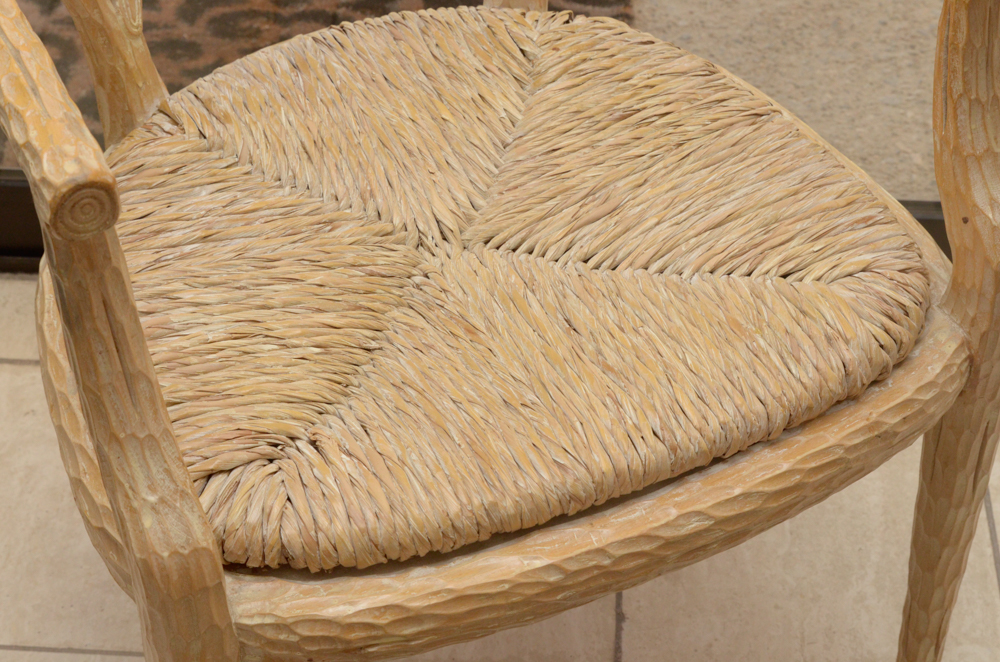 Set of Faux Bois Style Wood Dining Chairs