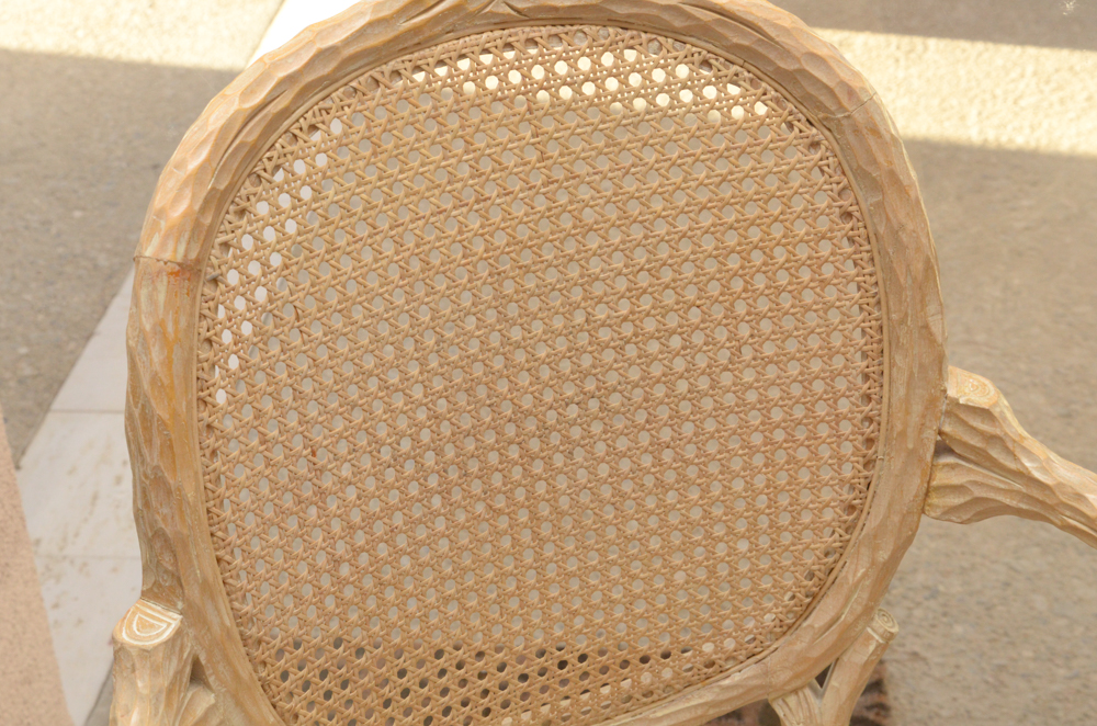 Set of Faux Bois Style Wood Dining Chairs