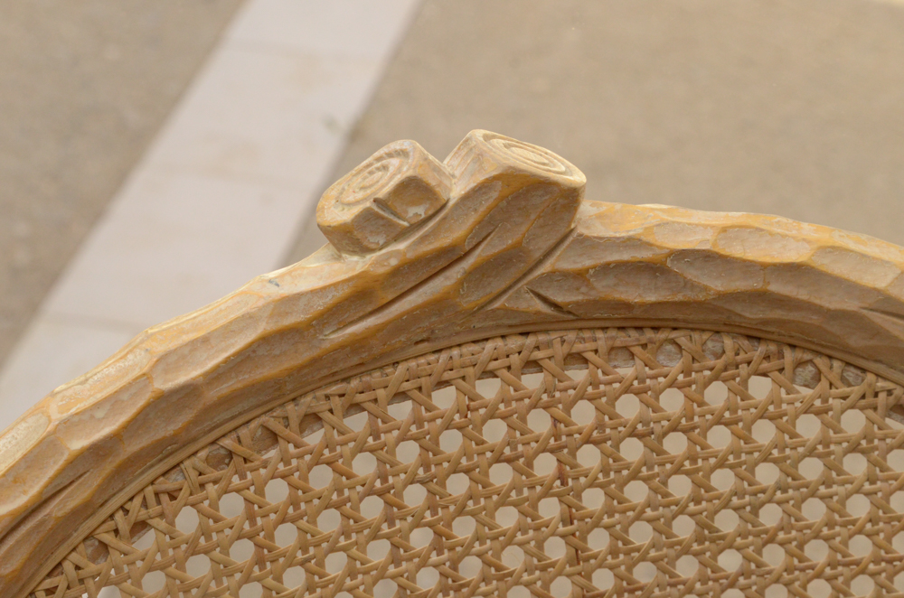 Set of Faux Bois Style Wood Dining Chairs