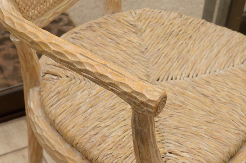 Set of Faux Bois Style Wood Dining Chairs