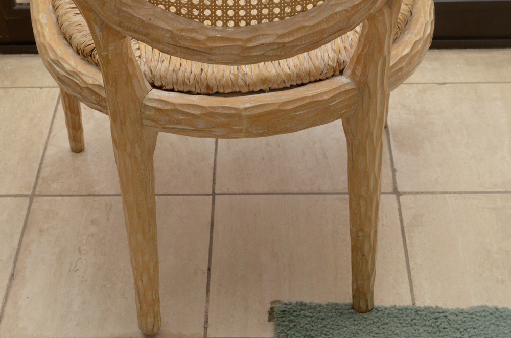 Set of Faux Bois Style Wood Dining Chairs