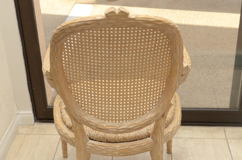 Set of Faux Bois Style Wood Dining Chairs