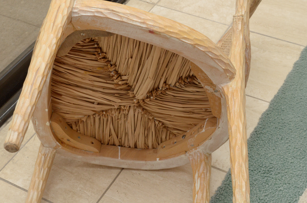 Set of Faux Bois Style Wood Dining Chairs