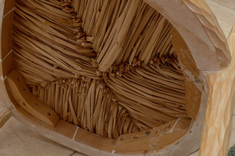 Set of Faux Bois Style Wood Dining Chairs