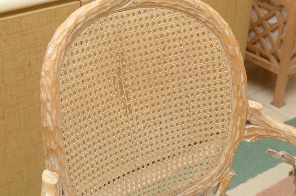 Set of Faux Bois Style Wood Dining Chairs