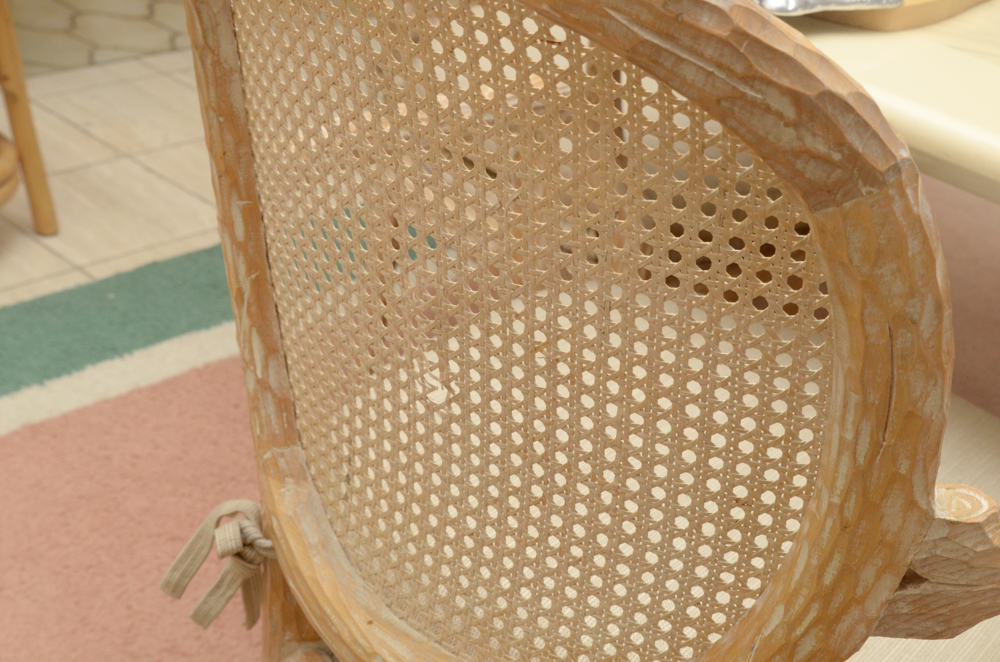 Set of Faux Bois Style Wood Dining Chairs