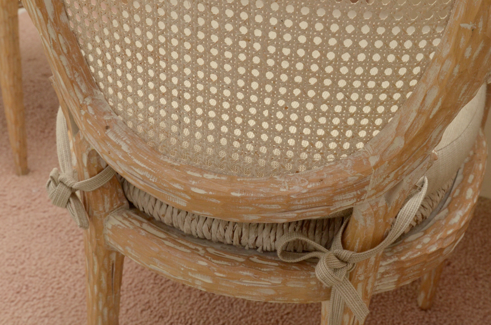 Set of Faux Bois Style Wood Dining Chairs