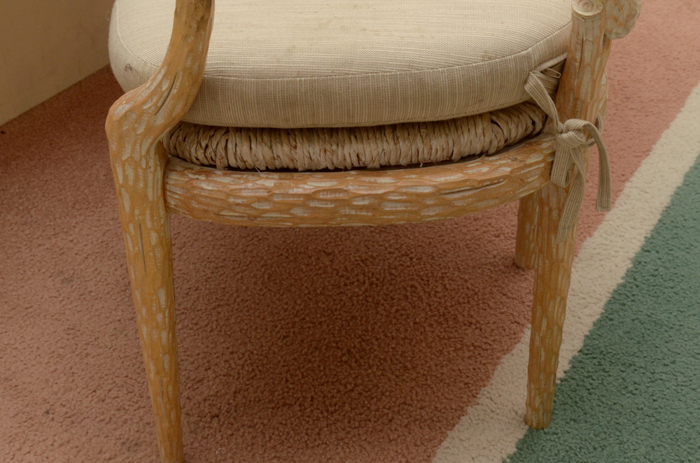 Set of Faux Bois Style Wood Dining Chairs