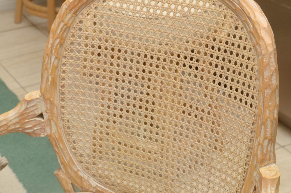 Set of Faux Bois Style Wood Dining Chairs