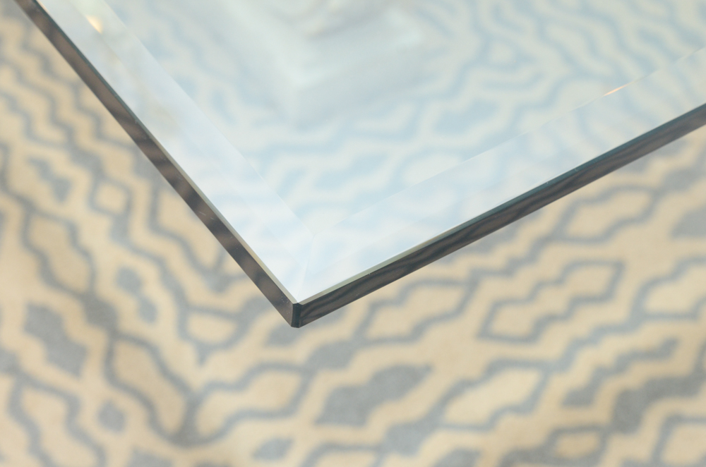 Greco-Roman Style Pedestal Glass Top Dining Table