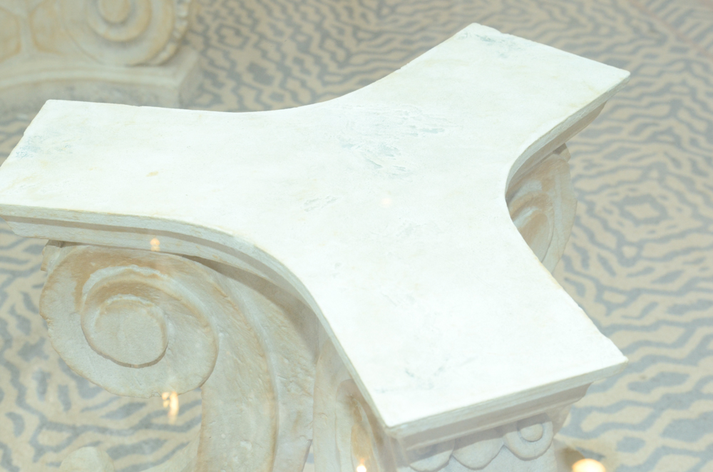 Greco-Roman Style Pedestal Glass Top Dining Table