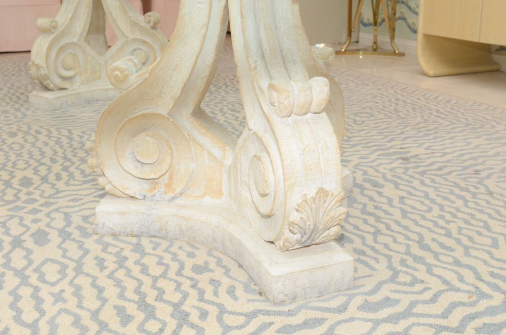 Greco-Roman Style Pedestal Glass Top Dining Table