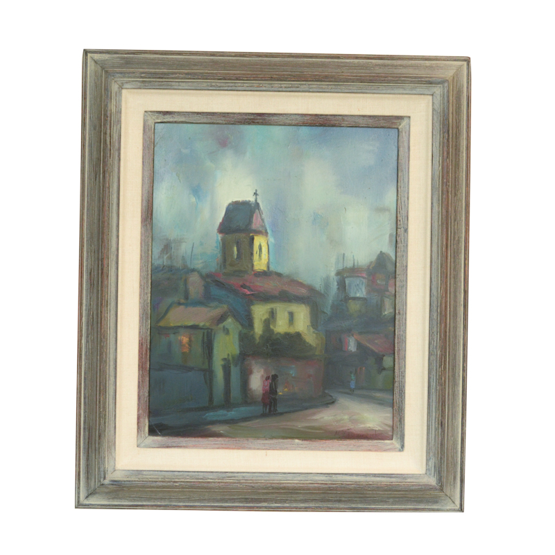 Oil Painting on Canvas of a City Street