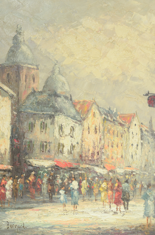 Bernard Vernay Oil Painting on Canvas of a European Street Scene